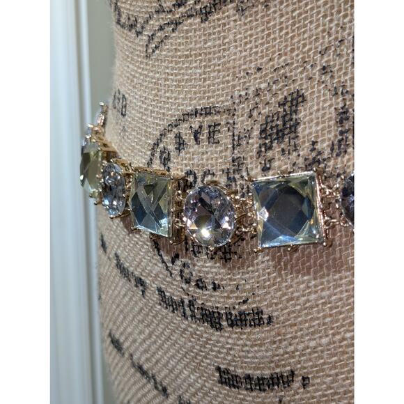 Chunky Gold Tone Large Rhinestone Chain Link Belt 28"-39" - Picture 3 of 7